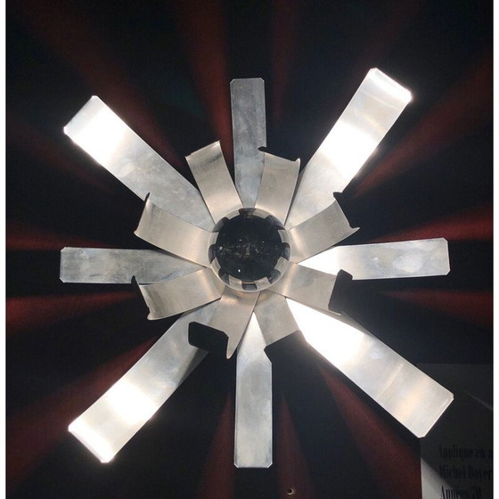 Image 1 of Lampada da parete vintage in acciaio spazzolato di Michel Boyer, 1970