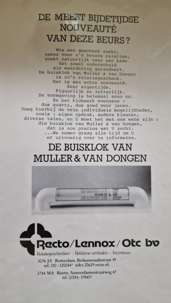 Image 1 of Table Clock - The "Tube Clock"  French Version By Muller En Van Dongen 1983