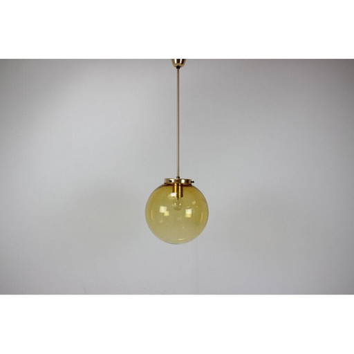 Vintage metal and glass chandelier by Kamenický Šenov, Czechoslovakia 1970