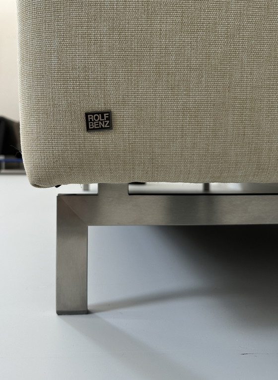 Image 1 of Rolf Benz Linea 318 Canapé Tissu Beige Canapé Avec Pouf