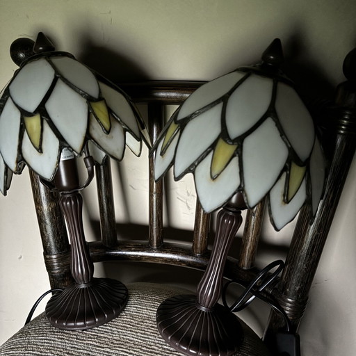 2x Stained Glass Table Lamps