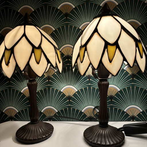 2x Stained Glass Table Lamps