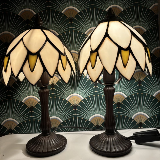 Image 1 of 2x Stained Glass Table Lamps