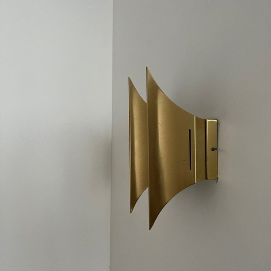 Image 1 of Vintage "Gothic 2" wall lamp in brass by Bent Karlby for Lyfa, Denmark 1960s