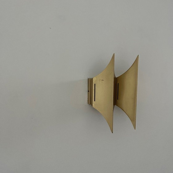 Image 1 of Vintage "Gothic 2" wall lamp in brass by Bent Karlby for Lyfa, Denmark 1960s