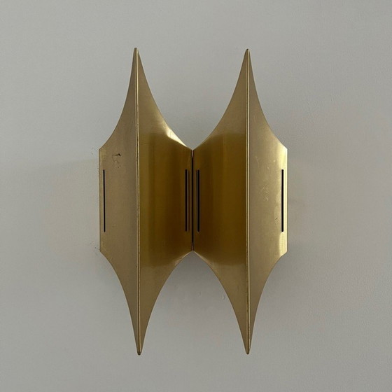 Image 1 of Vintage "Gothic 2" wall lamp in brass by Bent Karlby for Lyfa, Denmark 1960s