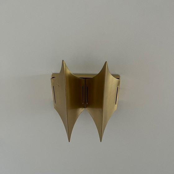 Image 1 of Vintage "Gothic 2" wall lamp in brass by Bent Karlby for Lyfa, Denmark 1960s
