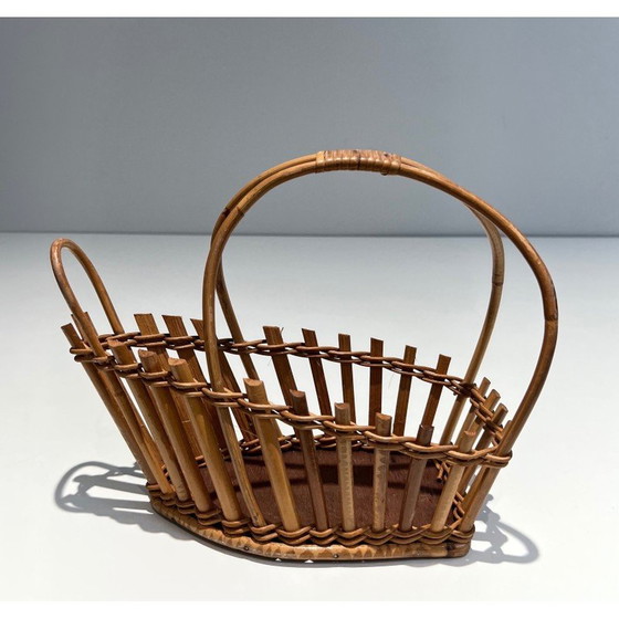 Image 1 of Vintage bottle holder in rattan, France 1970