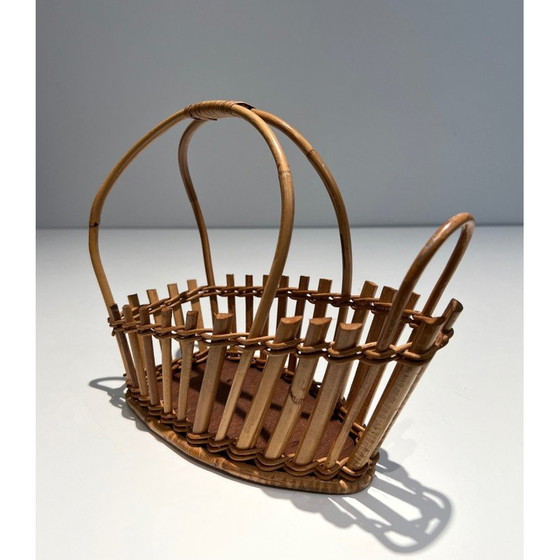 Image 1 of Vintage bottle holder in rattan, France 1970