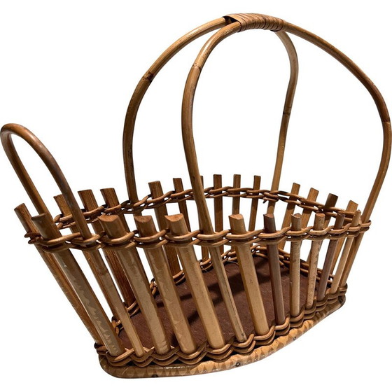 Image 1 of Vintage bottle holder in rattan, France 1970