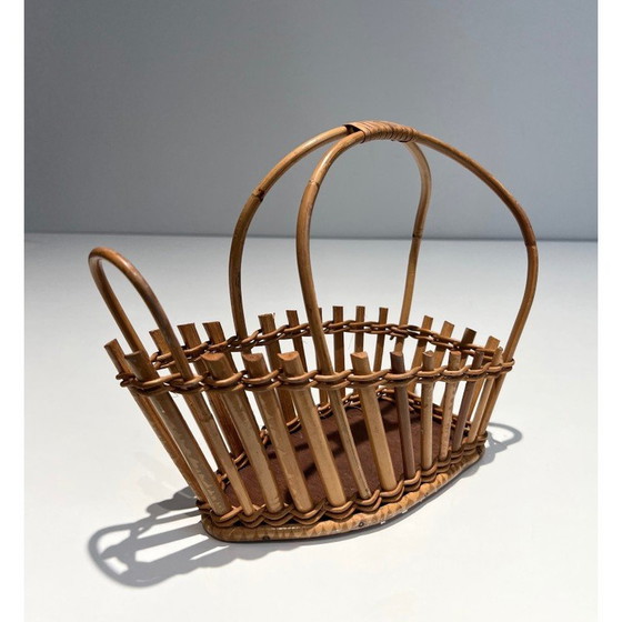 Image 1 of Vintage bottle holder in rattan, France 1970