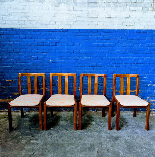 4X Danish Dyrlund Chairs, New Fabric Maharam Bright Cube