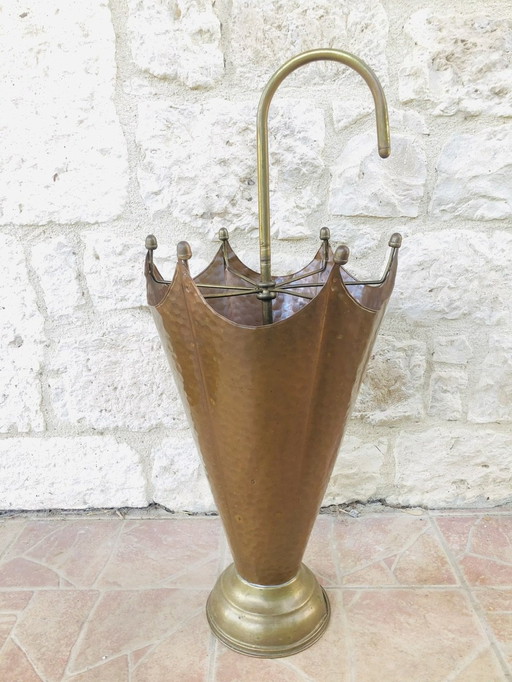 Mid-Century Hammered Copper Umbrella Stand, 1960’S