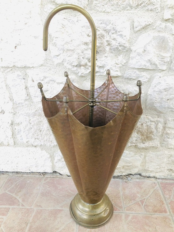 Image 1 of Mid-Century Hammered Copper Umbrella Stand, 1960’S