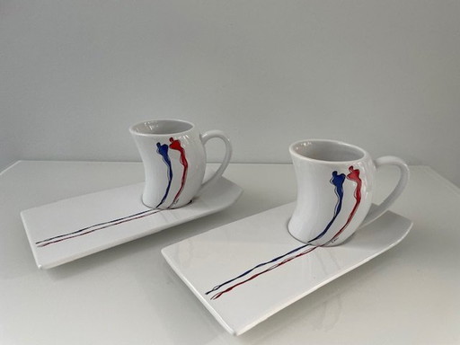 2X Cup And Saucer 'Working Together' - Corry Ammerlaan-Niekerk