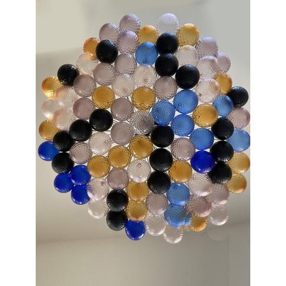 Image 1 of Lampadario scenografico in vetro di Murano con sfere multicolori "Ballotton"