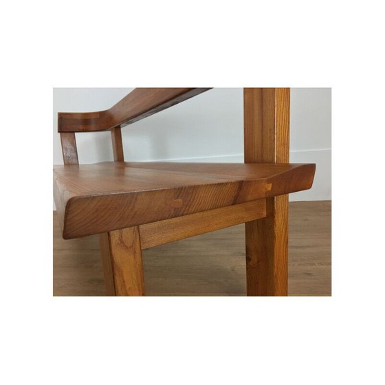 Image 1 of Vintage elmwood bench by Pierre Chapo