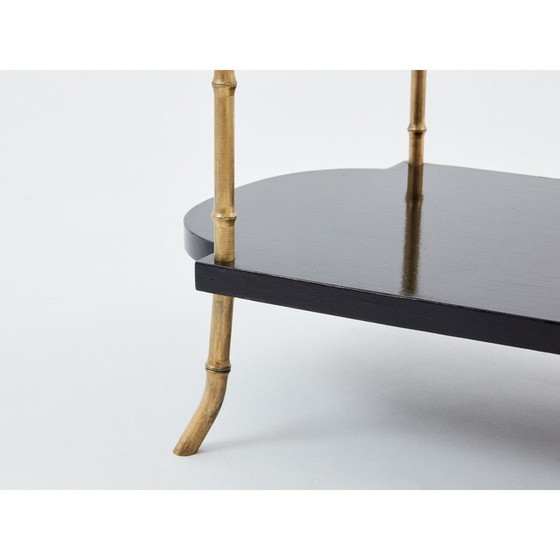 Image 1 of Pair of vintage side tables in blackened pear wood and bronze for La Maison Baguès, 1940