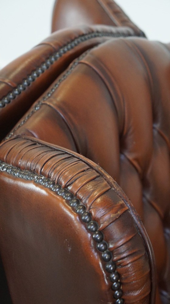 Image 1 of 2 X Beef Leather Chesterfield Ear Armchair