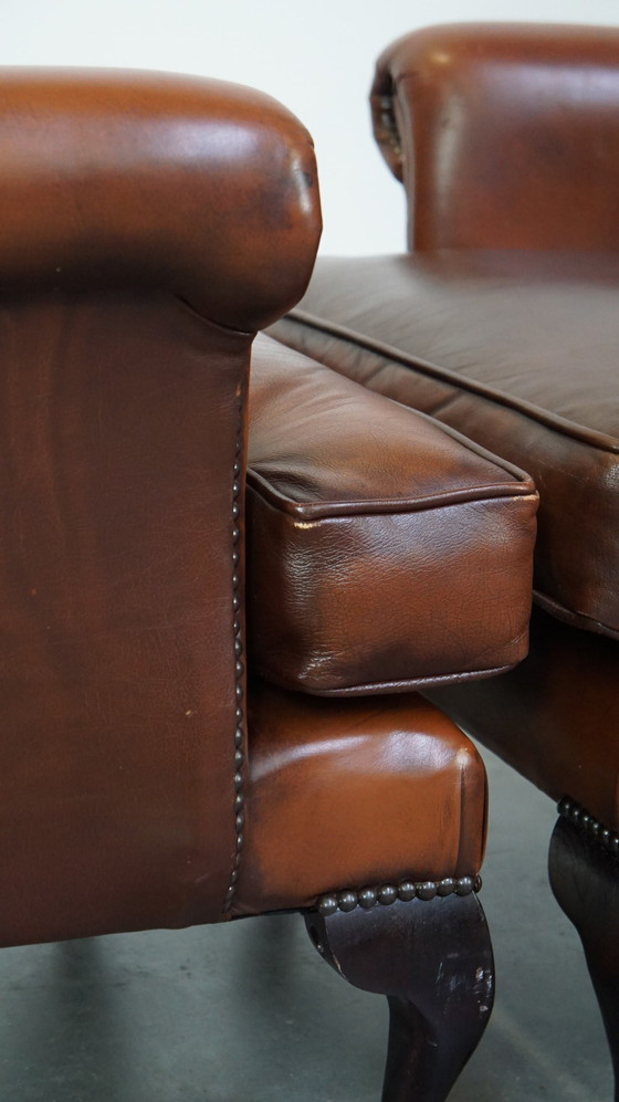 Image 1 of 2 X Beef Leather Chesterfield Ear Armchair