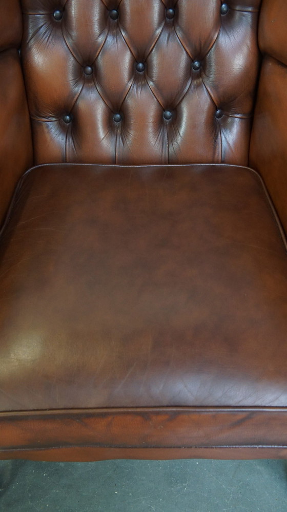 Image 1 of 2 X Beef Leather Chesterfield Ear Armchair