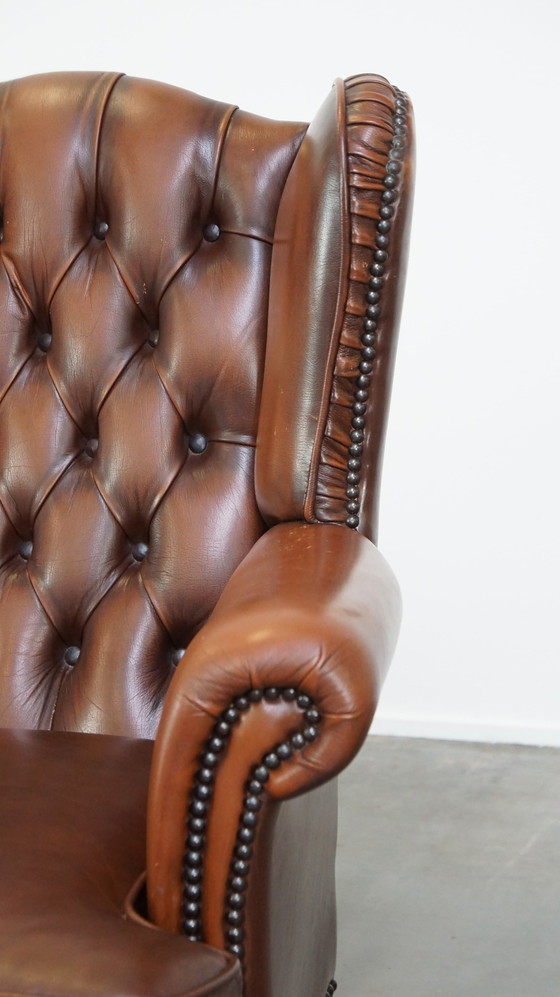 Image 1 of 2 X Beef Leather Chesterfield Ear Armchair