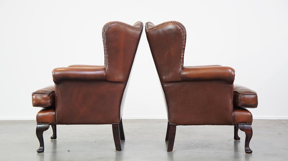 Image 1 of 2 X Beef Leather Chesterfield Ear Armchair