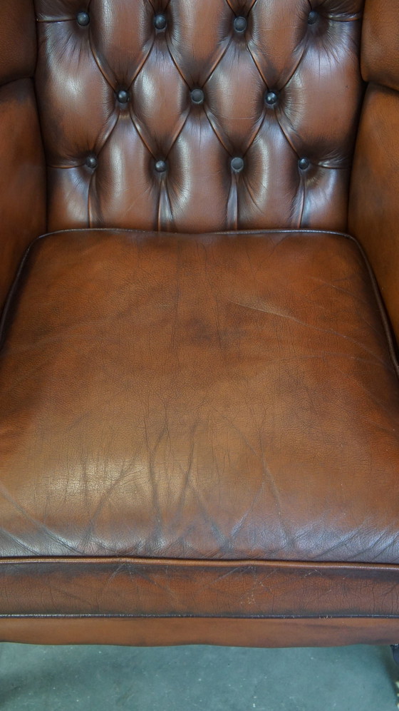 Image 1 of 2 X Beef Leather Chesterfield Ear Armchair