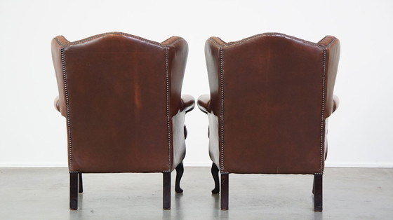 Image 1 of 2 X Beef Leather Chesterfield Ear Armchair