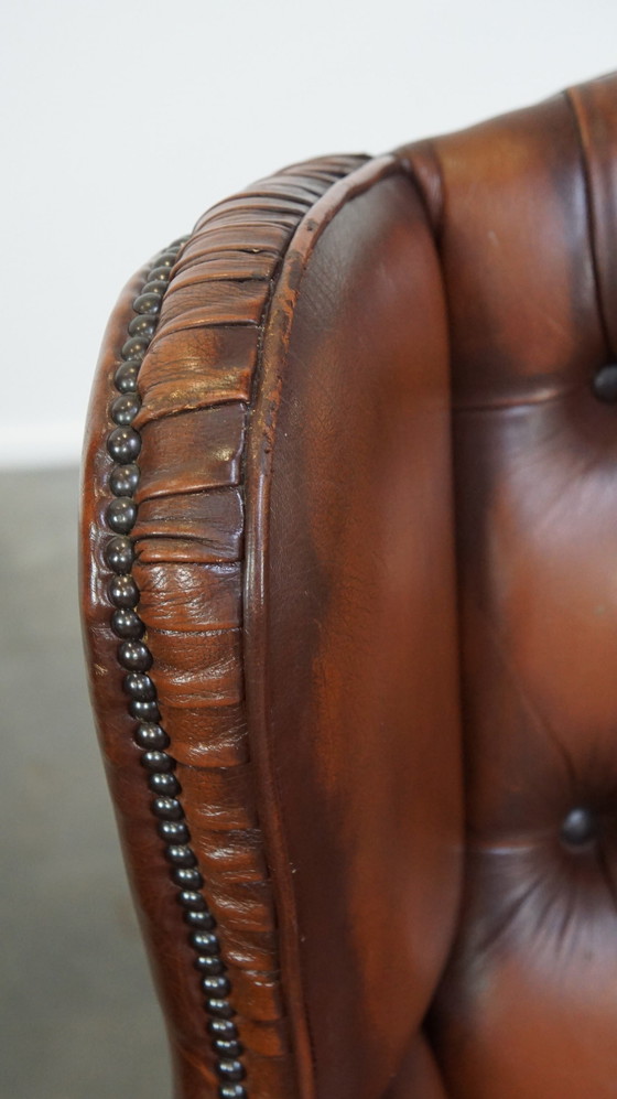 Image 1 of 2 X Beef Leather Chesterfield Ear Armchair