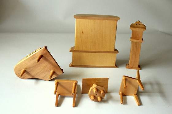 Image 1 of Miniature living room furniture for the doll's house, 6-piece set, vintage