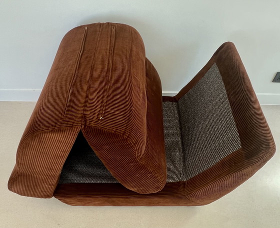 Image 1 of Brown Velvet Fireside Chair-Daybed, France, 1970s