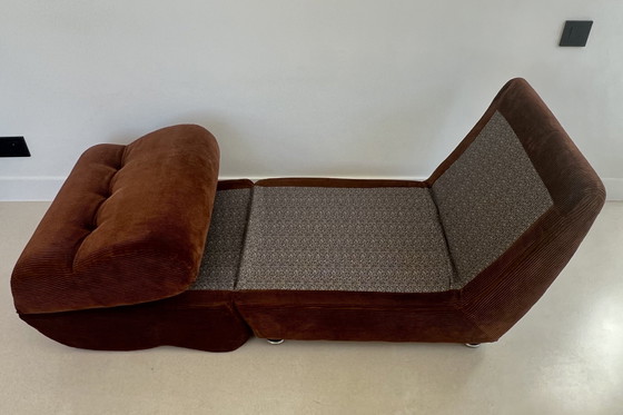 Image 1 of Brown Velvet Fireside Chair-Daybed, France, 1970s