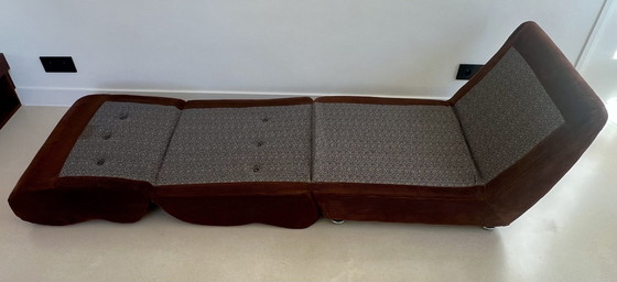 Image 1 of Brown Velvet Fireside Chair-Daybed, France, 1970s