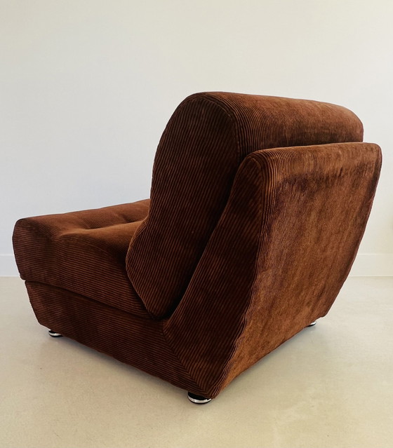 Image 1 of Brown Velvet Fireside Chair-Daybed, France, 1970s