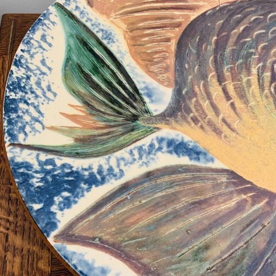 Image 1 of Vintage ceramic dish with fish decoration from Puigdemont, Spain 1960