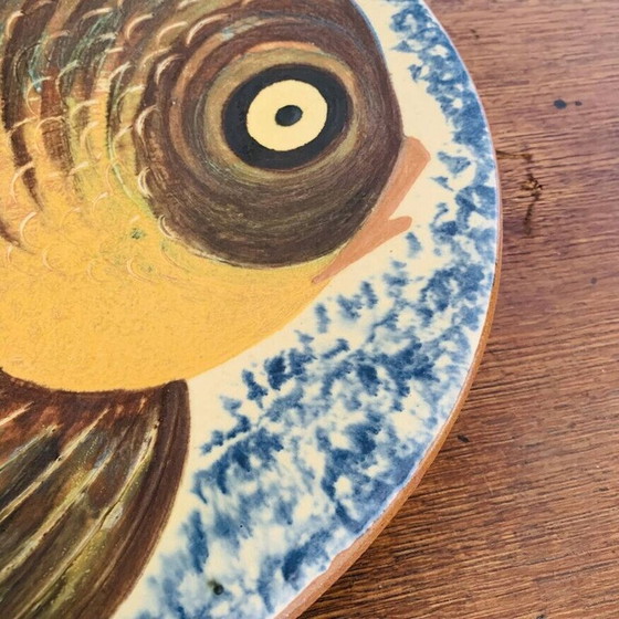 Image 1 of Vintage ceramic dish with fish decoration from Puigdemont, Spain 1960