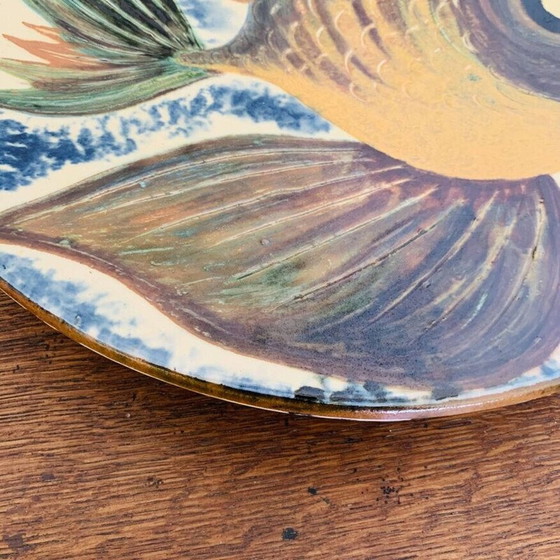 Image 1 of Vintage ceramic dish with fish decoration from Puigdemont, Spain 1960