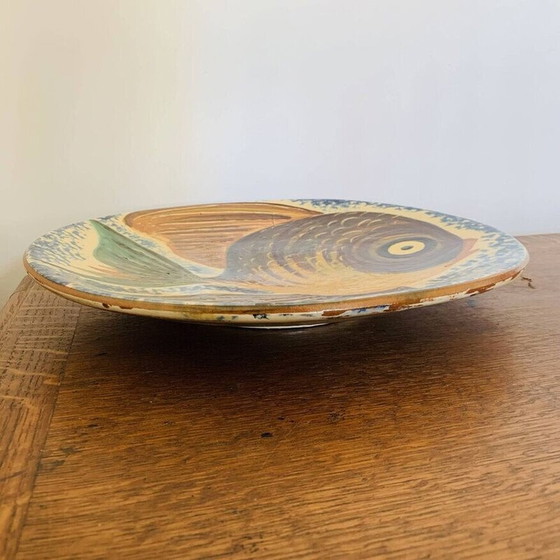 Image 1 of Vintage ceramic dish with fish decoration from Puigdemont, Spain 1960