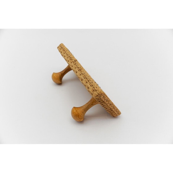 Image 1 of Pair of vintage rattan and wood wall hooks, 1960