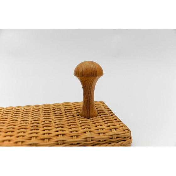 Image 1 of Pair of vintage rattan and wood wall hooks, 1960