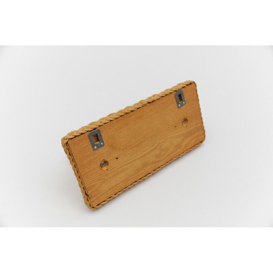 Image 1 of Pair of vintage rattan and wood wall hooks, 1960
