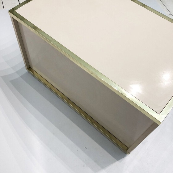 Image 1 of Vintage sideboard with beige and brass cabinet by Renato Zevi 1970