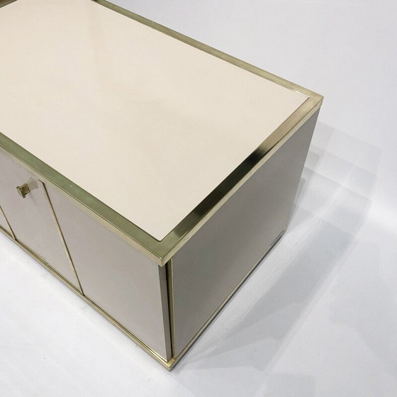 Image 1 of Vintage sideboard with beige and brass cabinet by Renato Zevi 1970
