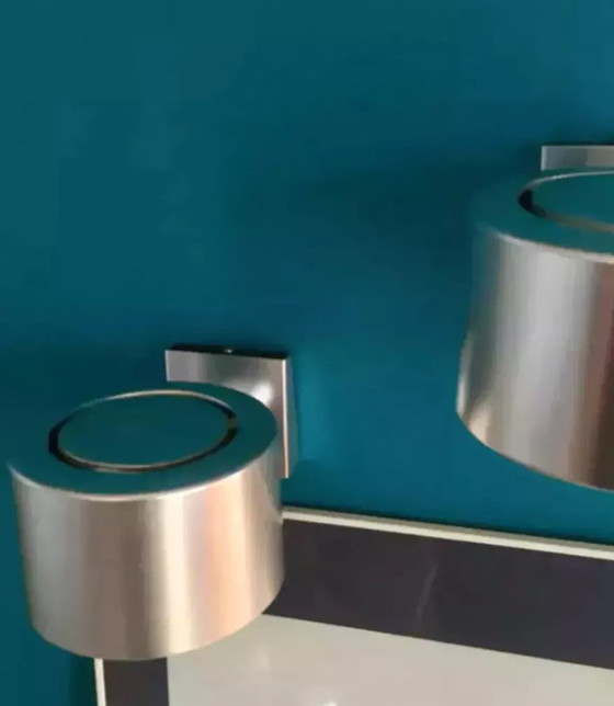 Image 1 of 2X Chrome-plated Orientable Wall Lamps Vintage, 1970