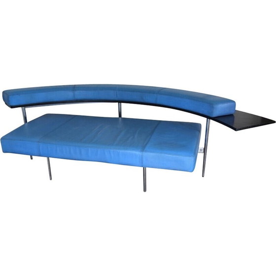 Image 1 of Vintage blue leather sofa, 1970-1980