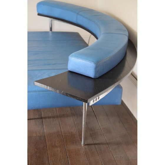 Image 1 of Vintage blue leather sofa, 1970-1980