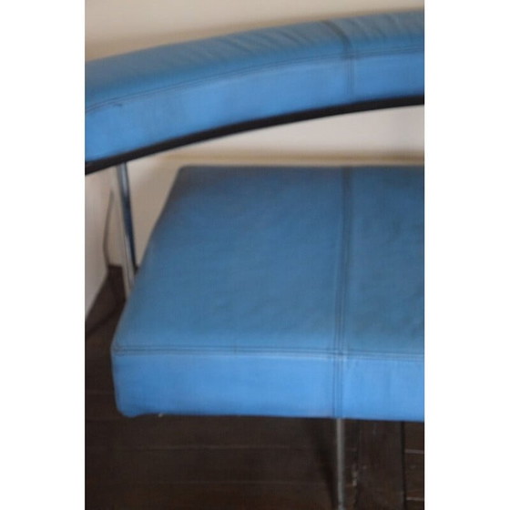 Image 1 of Vintage blue leather sofa, 1970-1980
