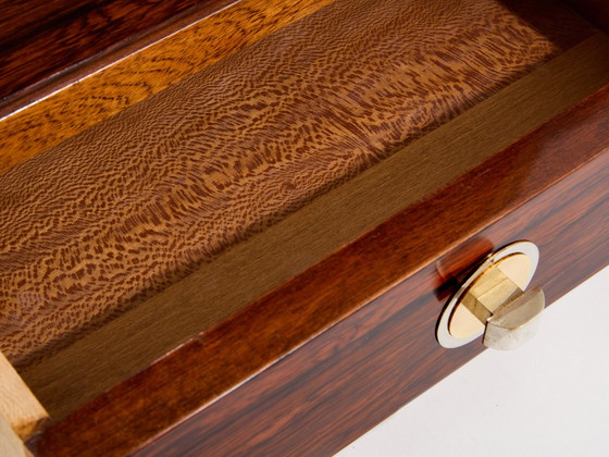 Image 1 of French Art Deco Rosewood And Brass Sewing Cabinet 1940S