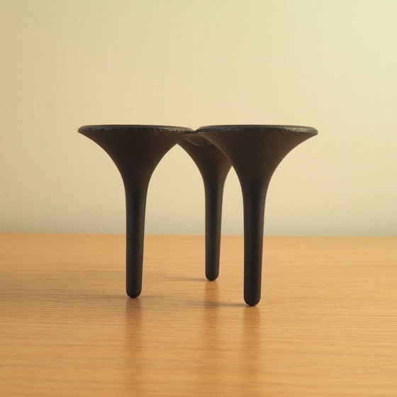 Image 1 of 1970S Danish Design Brutalist Cast Iron Candle Holder By Holmgren For Illums Bolighus 